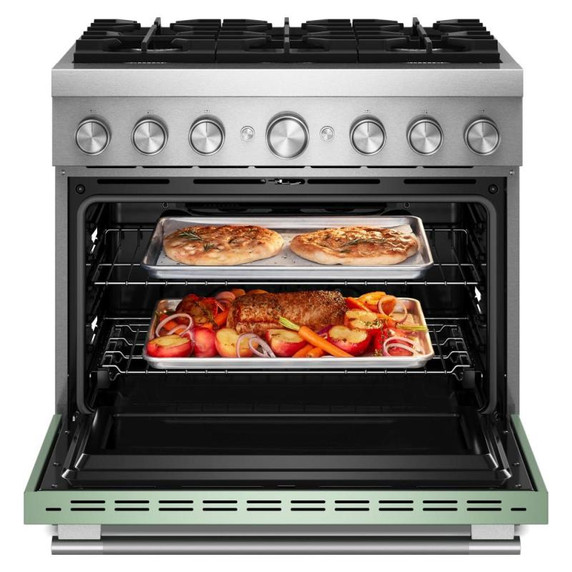 Kitchenaid® 36-Inch 6 Burner Commercial-Style Dual Fuel Range with No Preheat Air Fry Mode KFDS936SDC