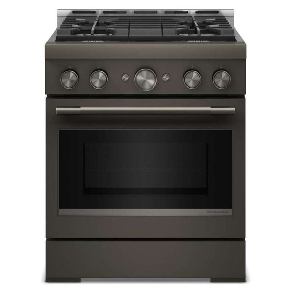 KitchenAid® 30-Inch 4 Burner Commercial-Style Gas Range with No Preheat Air Fry Mode KFGS930SBE