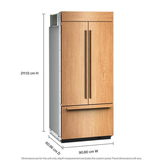 Kitchenaid® 20.8 Cu. Ft. 36" Built-In Panel-Ready French Door Bottom Mount Refrigerator with Platinum Interior KBFN536TPA
