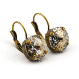 Gold Patina | Antique Brass | 12mm Crystal Earrings