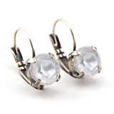 Antique Silver | Electric White Ignite | 8.5mm Crystal Drop Earrings