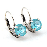 Antique Silver | Paradise Blue Lux | 8.5mm Crystal Earrings