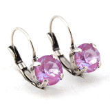 Antique Silver | Paradise Purple Lux | 8.5mm Crystal Earrings
