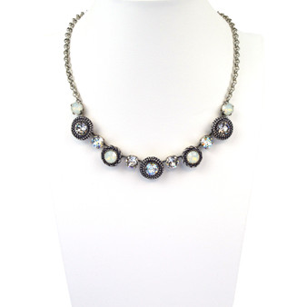 Frosted Frenzy Dot Wave Necklace in Antique Silver