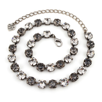 Antique Silver - Smoke & Mirrors - 8.5mm Crystal Jewelry Necklace