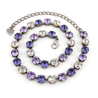 Antique Silver - Perfectly Purple - 8.5mm Crystal Jewelry Necklace