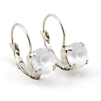 Rhodium | Crystal Matte | 8.5mm Crystal Drop Earrings