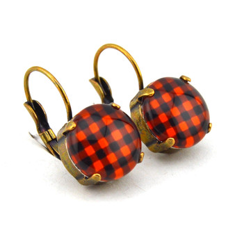 Orange Plaid in Antique Brass