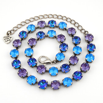 Antique Silver   Blue Raspberry | 8.5mm Crystal Necklace