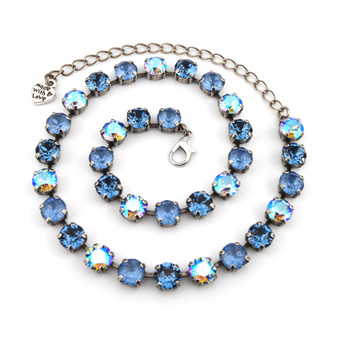 Antique Silver | Dazzling Denim | 8mm Crystal Jewelry