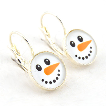 Snowman 12mm Prongless Earrings in Shiny Silver