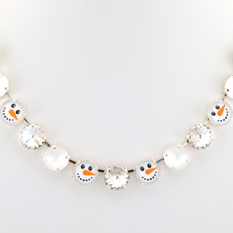 Frosty Crystal Necklace in Shiny Silver