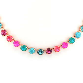 Candy Pink 8mm Crystal Necklace in Rose Gold