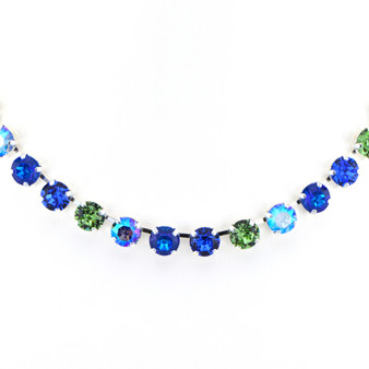 Sapphire Soiree 8mm Crystal Jewelry Necklace in Shiny Silver