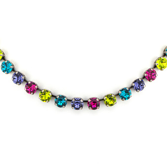 Full Bloom 8mm Crystal Jewelry Necklace in Antique Silver