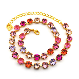 Cherry Blossom 8mm Crystal Jewelry Necklace in Gold