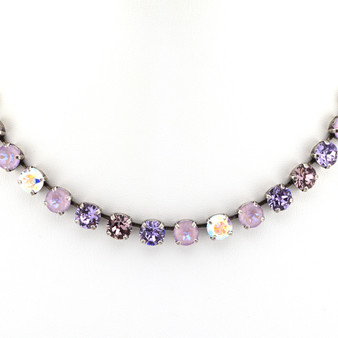 Violet Eclipse 8mm Crystal Jewelry Necklace in Antique Silver