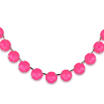 Electric Pink Ignite 12mm Necklace in Antique Brass