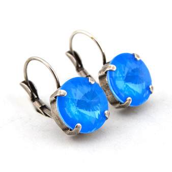 Electric Blue Ignite 12mm Crystal Earrings