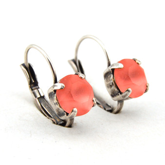 Peach Matte 8mm Crystal Earrings