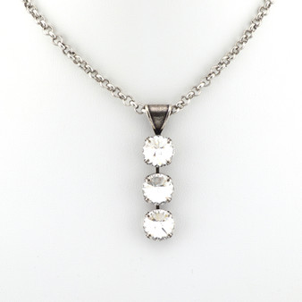 Classic Crystal 12mm 3-Crystal Bail Pendant Necklace