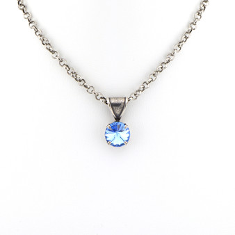 Light Sapphire 12mm Bail Pendant Necklace
