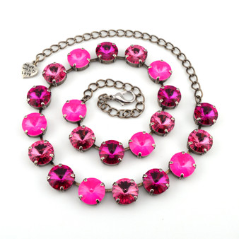 Powerhouse Pink |  Antique Silver | 12mm Crystal Jewelry