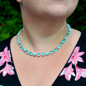 Shiny Silver | Southwest Blue | 8.5mm Crystal Jewelry Necklace