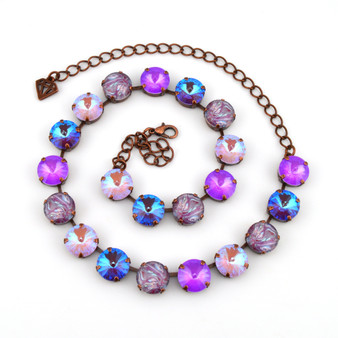 Antique Copper | Galactic Glam | 3/4 Length | 12mm Crystal Necklace