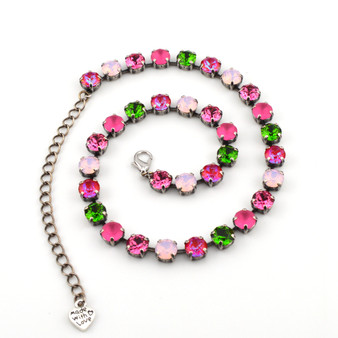 Antique Silver | Sweet Strawberry | 8.5mm Crystal Jewelry Necklace