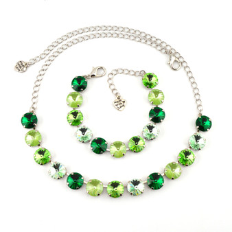 Rhodium | Paradise Palms | Half Length Necklace w/ Bracelet | 12mm