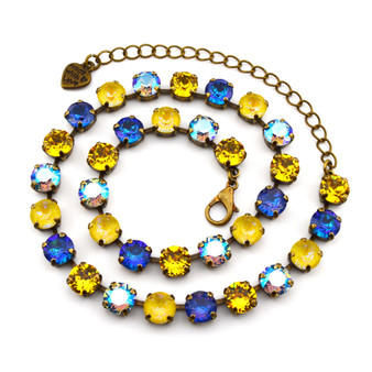 Antique Brass | Sunny Rays | 8.5mm Crystal Necklace