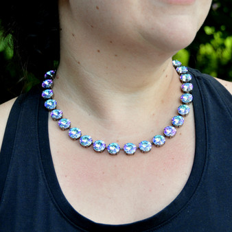 Antique Silver | Vitrail Light | 3/4 Length | 12mm Crystal Necklace