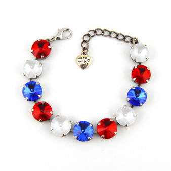 Antique Silver | American Charm | 12mm Crystal Bracelet