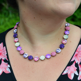 Antique Silver | Stardust | 3/4 Length | 12mm Crystal Necklace