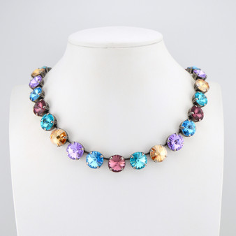 Antique Silver | Lavender Mist | 3/4 Length | 12mm Crystal Jewelry Necklace
