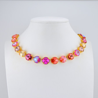 Gold | Coral Glam | 3/4 Length | 12mm Crystal Jewelry Necklace