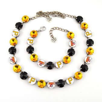 Antique Silver | Bucco Bling | 3/4 Length | 12mm Crystal Jewelry Necklace & Bracelet