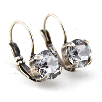 Antique Silver | Urban Grey | 8.5mm Crystal Earrings