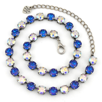 Antique Silver | Velvet Blue | 8.5mm Crystal Jewelry