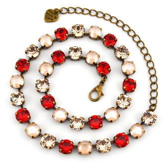 Antique Brass | Satin Rouge | 8.5mm Crystal Jewelry