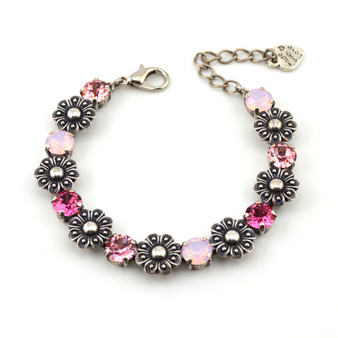 Rose Petal Daisy Bracelet in Antique Silver
