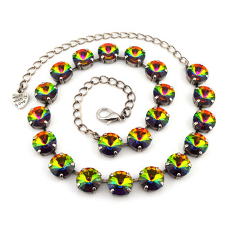 Antique Silver - Vitrail Medium - 3/4 Length 12mm Crystal Necklace