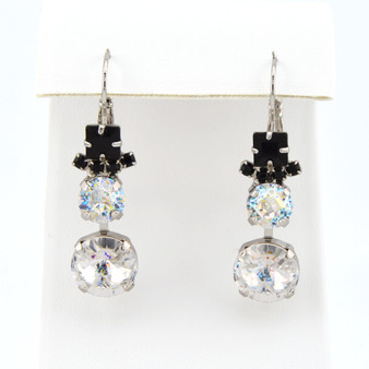 White Patina Snowman Drop Earrings