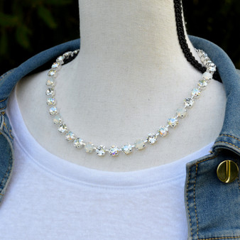 Shiny Silver | White Whisper | 8.5mm Crystal Necklace