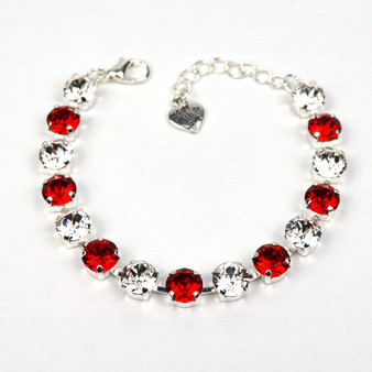 Shiny Silver | Candy Cane | 8.5mm Crystal Bracelet