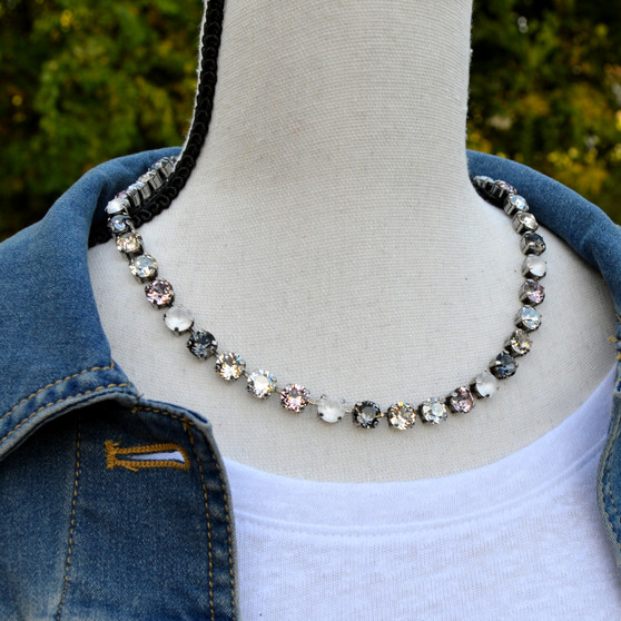 Antique Silver - Cosmopolitan - 8mm Crystal Necklace