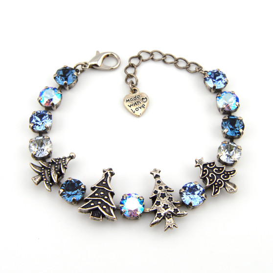 Winter Blues Christmas Tree Bracelet