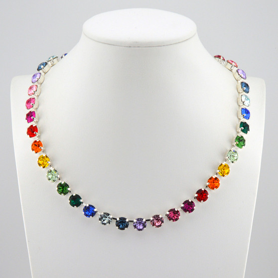 Shiny Silver | Colorful Rainbow | 8.5mm Crystal Necklace