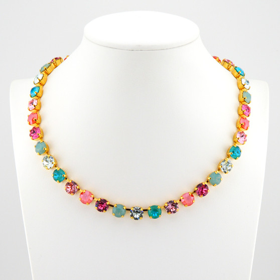 Gold | Coral Blossom | 8.5mm Crystal Necklace